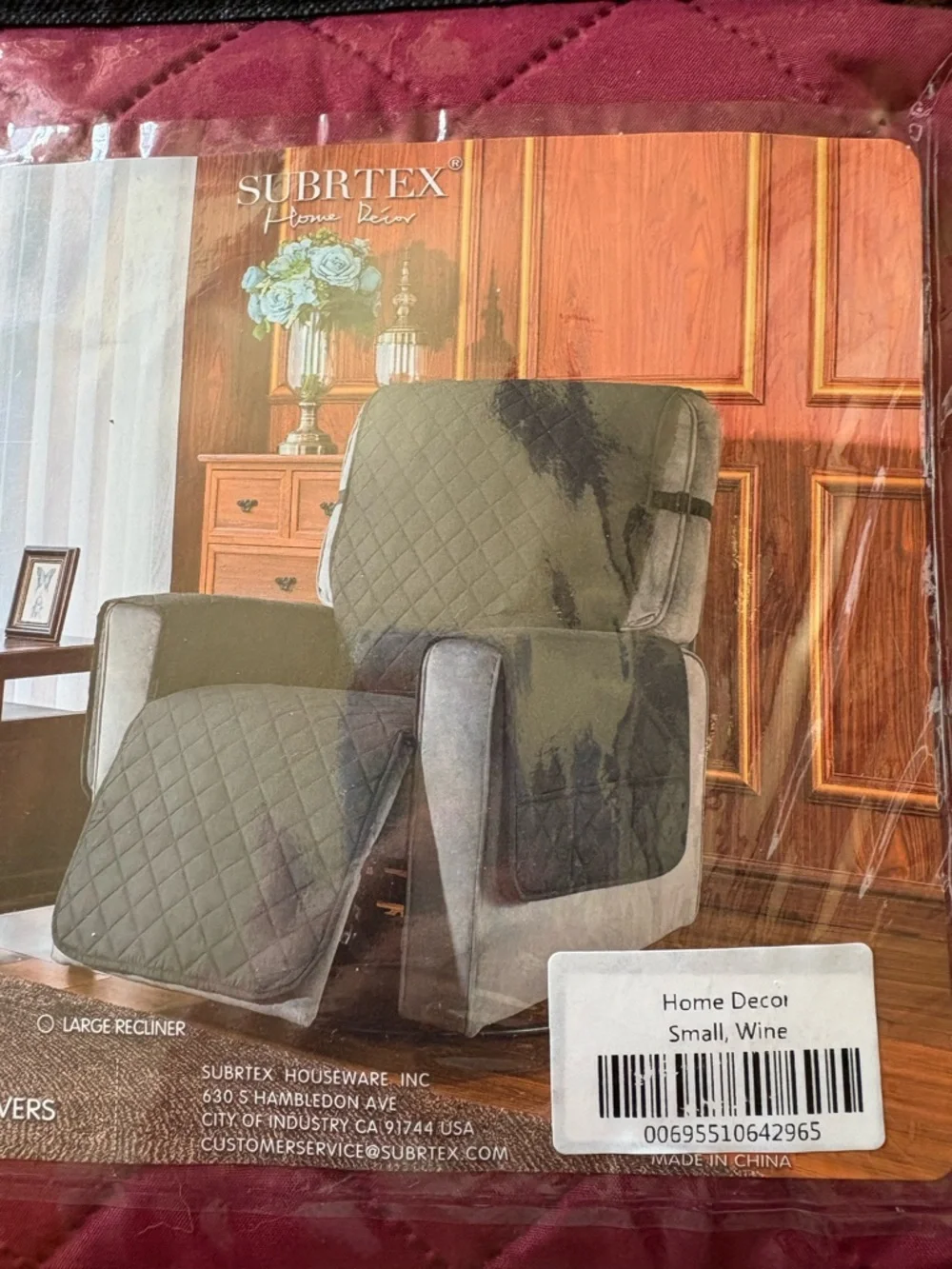 Reversible Recliner Slipcover - Wine , Small